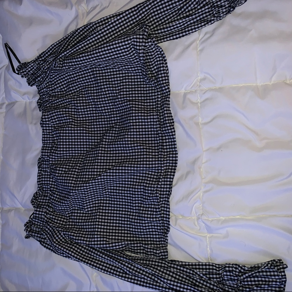 black and white off the shoulder top